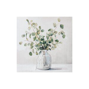 Green Botanical Unframed Canvas Wall Art 16" X 16"